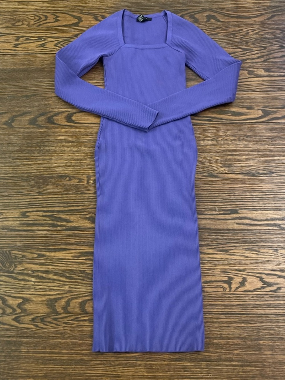 Forever 21 Long Sleeve Ribbed Midi Dress in Lavender Purple
